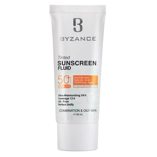 فلوئید ضد آفتاب رنگی SPF50 پوست چرب بیزانس
