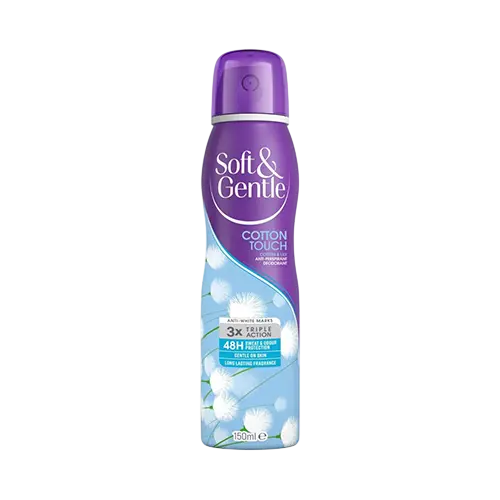 اسپری دئودورانت ضد تعریق Soft & Gentle مدل Cotton Touch